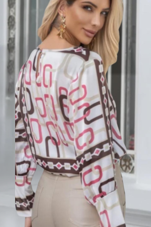 Blusa Artsy e Fluida - Seda Estampada com Punho de Malha