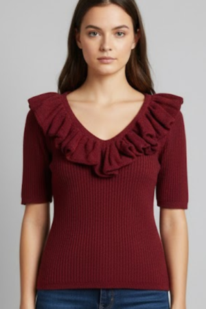 Blusa Romantic Knit - Tricot Modal e Babado na Gola