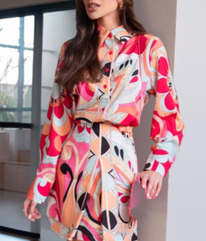 Conjunto Luxo e Versátil - Seda Pink (Camisa e Saia Fenda)