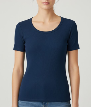 Blusa básica ribana, CaneladaAZUL