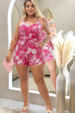 Macaquinho Print Flow - Seda Estampada com Cinto