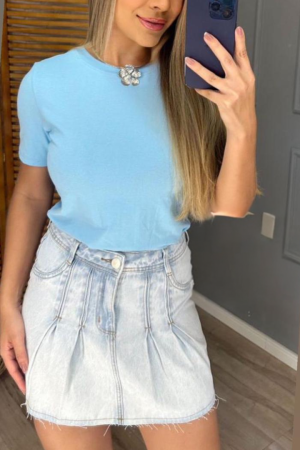 Saia Jeans Summer Essential - Lavagem Clara