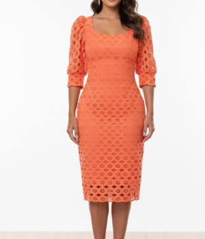 Vestido Sunset Dream - Midi Lese Bordado Manga Princesa2