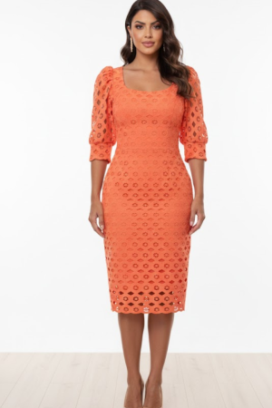 Vestido Sunset Dream - Midi Lese Bordado Manga Princesa2